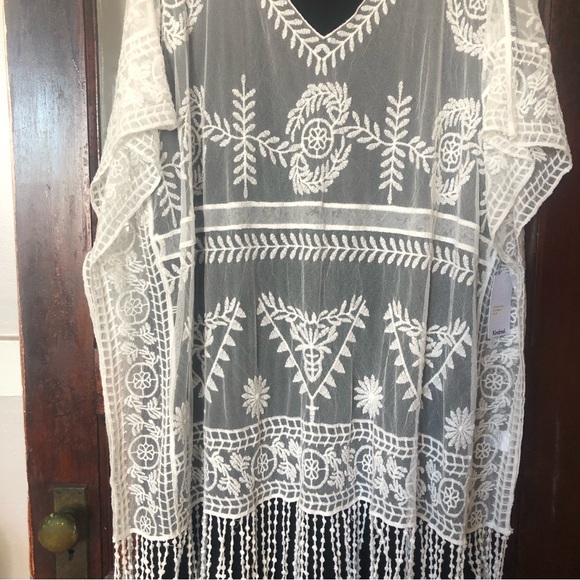 Anthropologie Kindred Semi Sheer Embroidered Crochet Lace Cover Up Overpiece - Picture 9 of 16